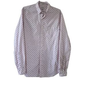 J Crew Secret Wash Button Down Shirt Mens M Pink Micro Floral Print Cotton